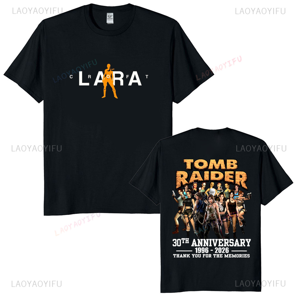 Retro Gaming T Shirt - Tomb raider 30th aniversário unissex vintage
